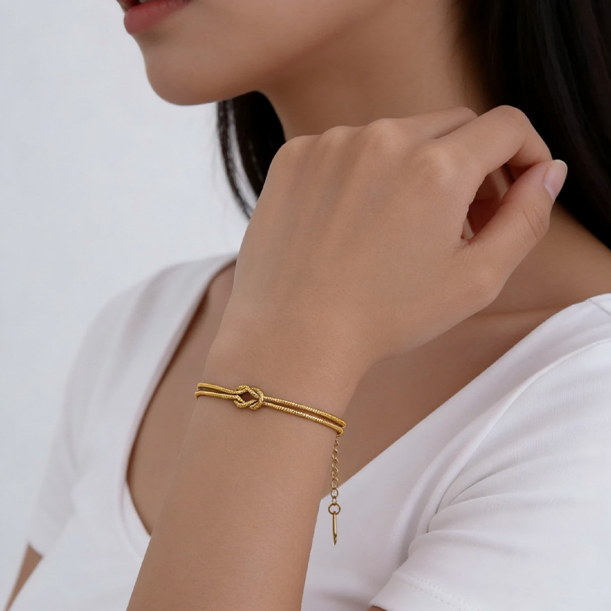 Titanium Steel Female Design Love Knot Snake Bones Chain Simple Bracelet