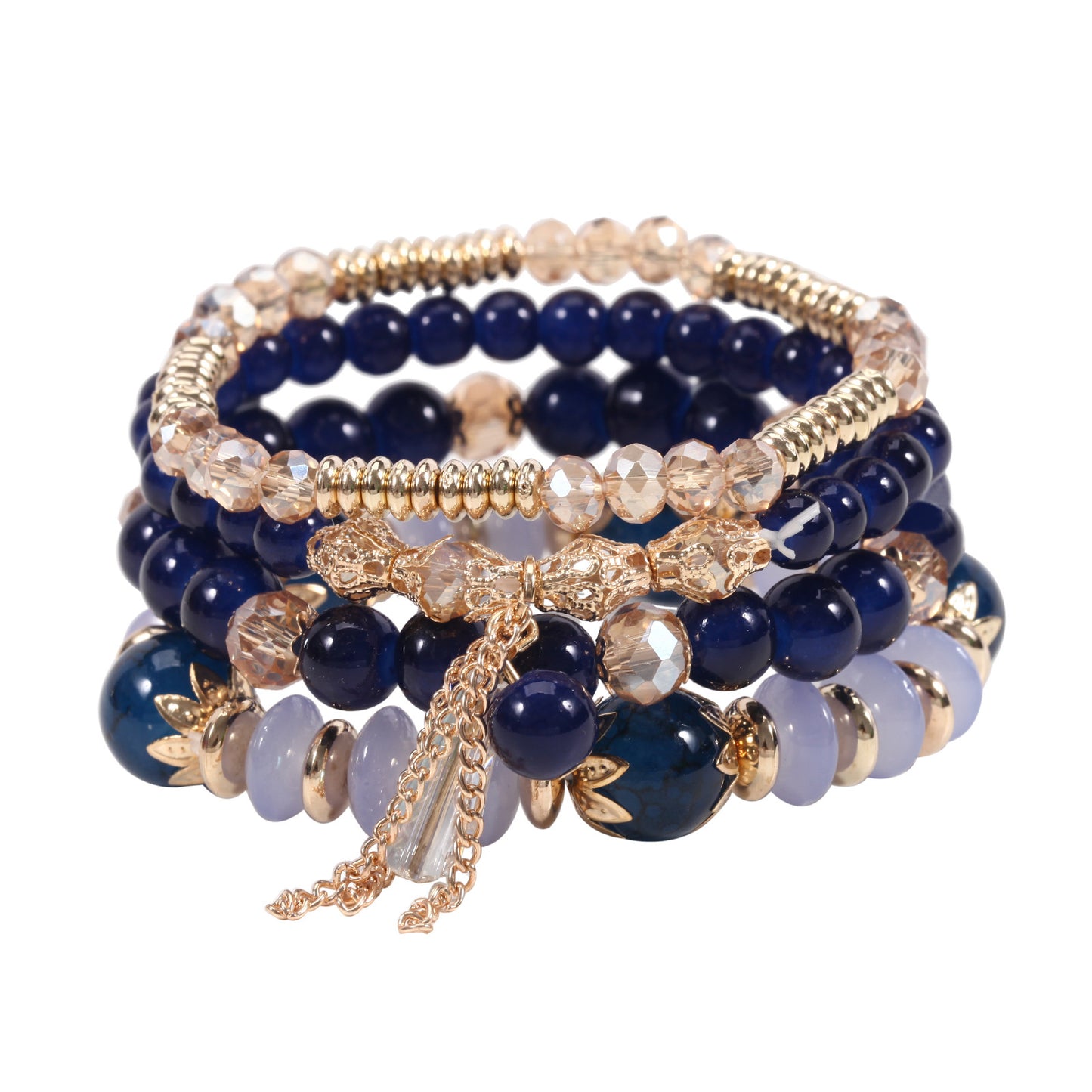 Bohemian Chain Tassel Colored Glass Crystal Bracelet