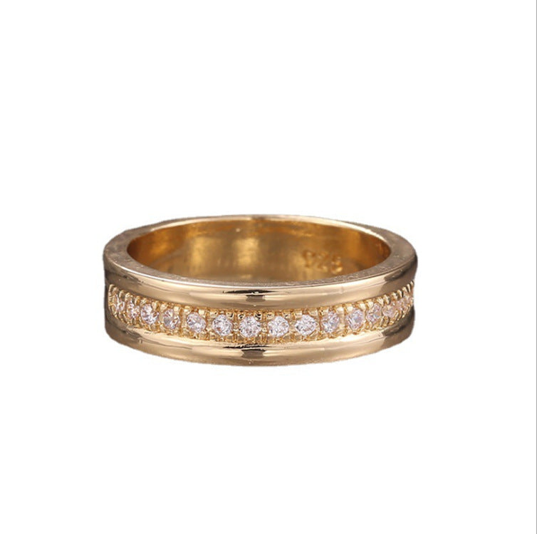 Simple Golden Single Row Diamond Popular Rings