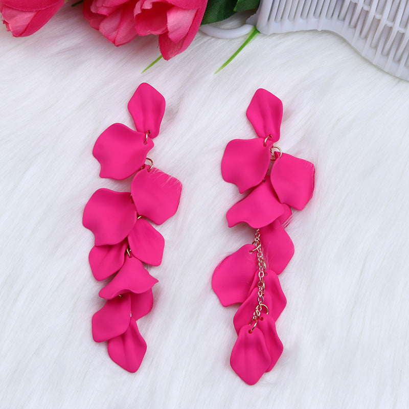 Women's Fashion Personality Tassel Petals Candy Color Design Earrings