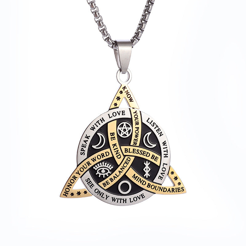 Men's Steel Celtic Vintage Viking Triangle Titanium Necklaces