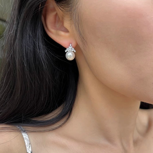 Queen Sterling Sier Strong Light Pearl Luxury High Earrings