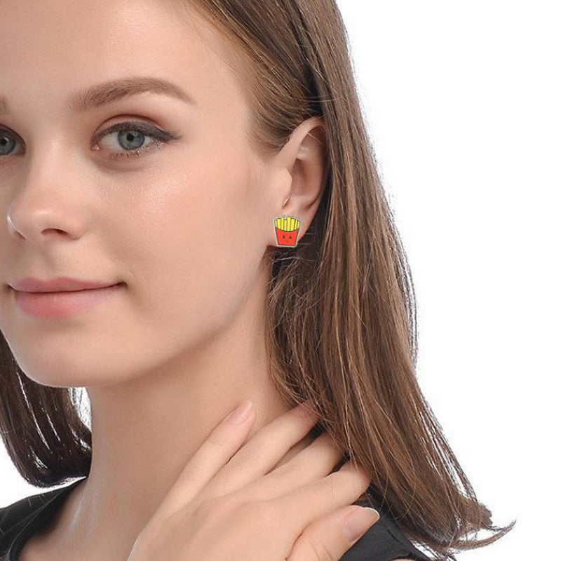 Cola Hamburger French Fries Pizza Donut Milk Earrings