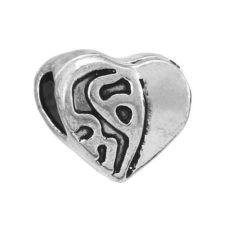 Alloy Large Hole Beads Hollowed Heart Shape Jewelry Accessories