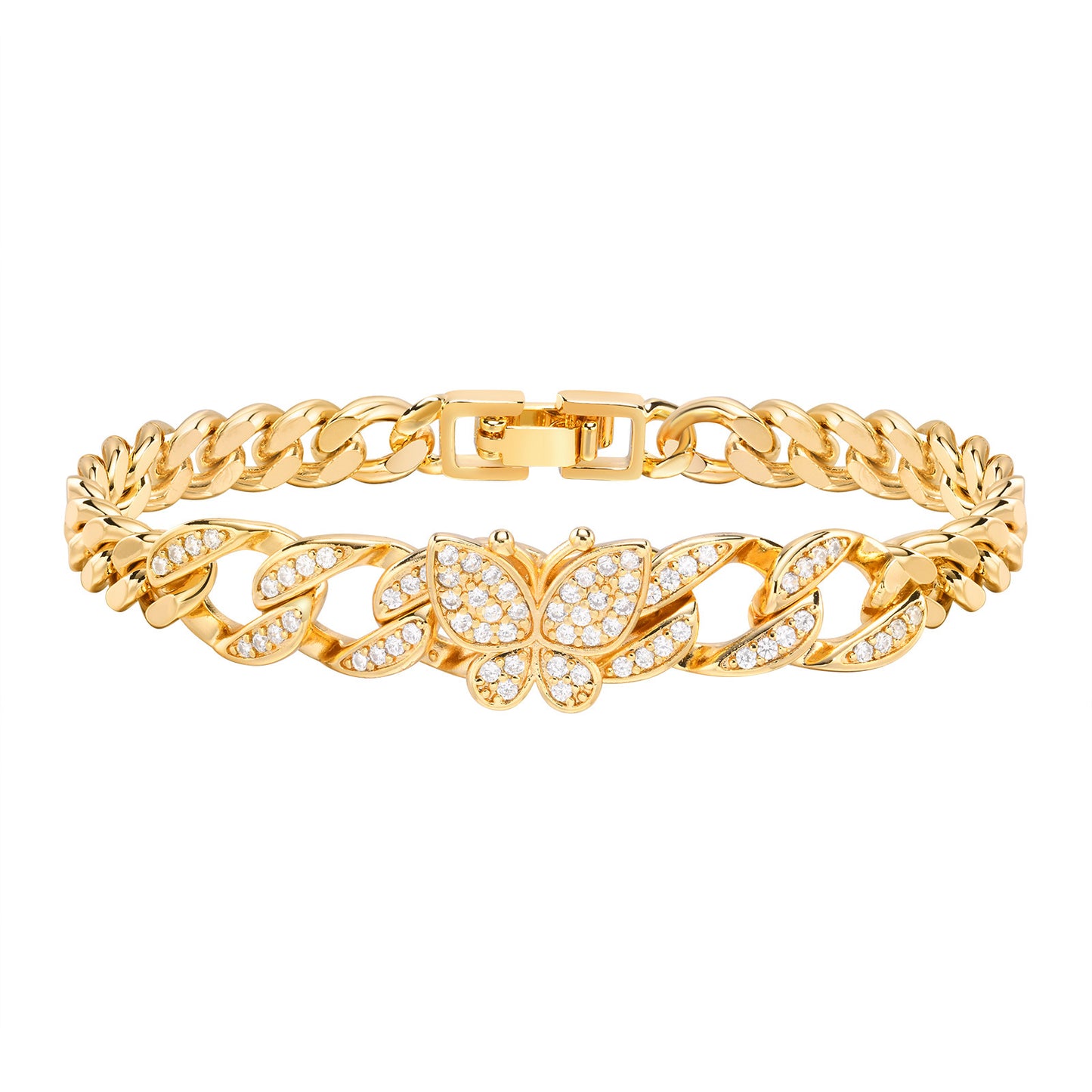Women's Diamond Copper Square Zircon Golden Snake Bracelets