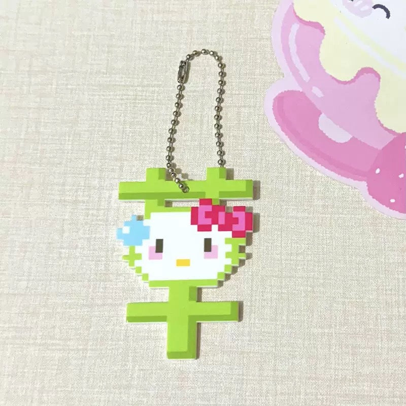 Pixel Cartoon Key Button Schoolbag Cute Acrylic Hang Decorations Hanging Ornaments