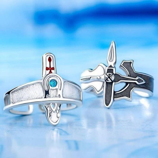Men's Cross Fashion Trendy Unique Index Finger Black White Epoxy Rings