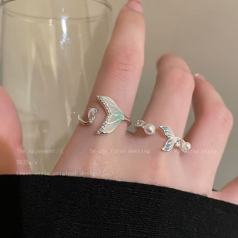 Gradient Fishtail Open-end Zircon Fashion Minimalist Ring