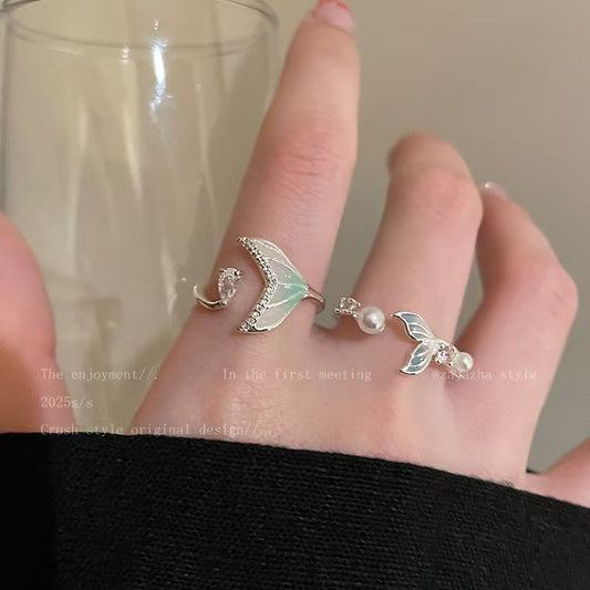 Gradient Fishtail Open-end Zircon Fashion Minimalist Ring