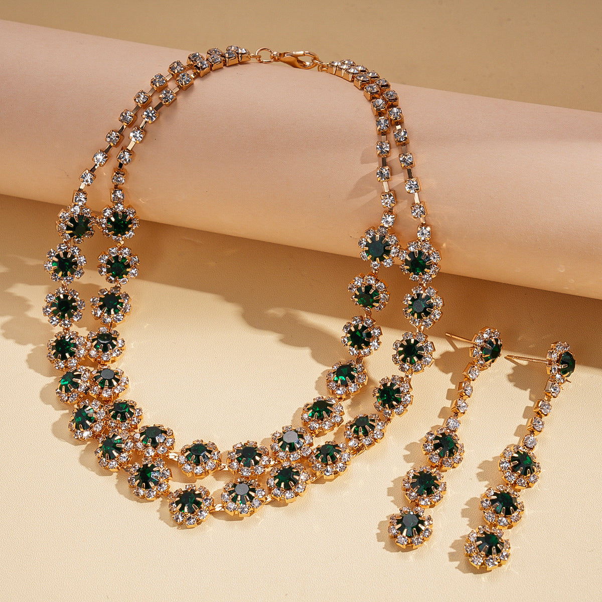 Style Turquoise Blue Diamond Flower Ear Light Luxury Minority Clavicle Necklaces