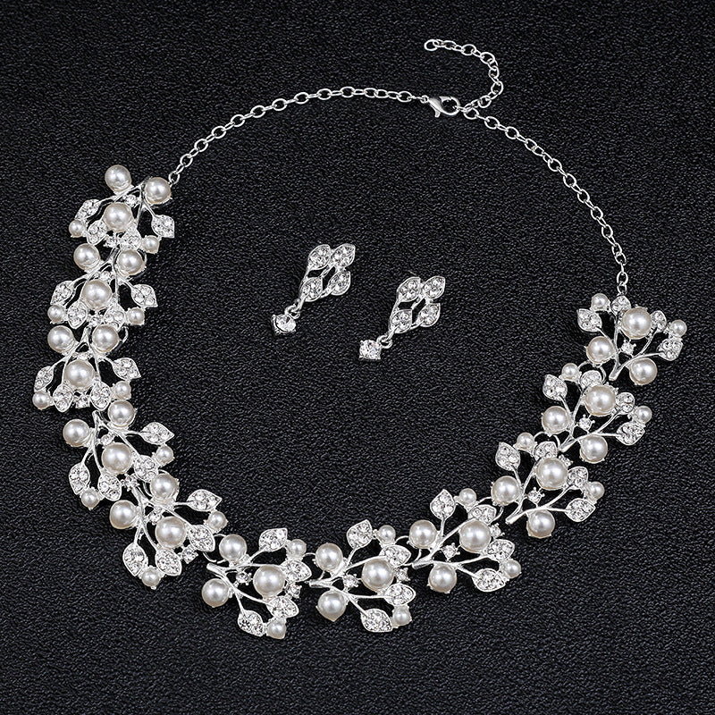 Women's Style Personality Pearl Suite Fashion Temperament Alloy Electroplated Bride Jewelry Set