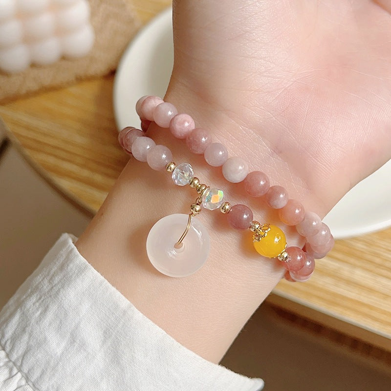 Jade Flower Female Chinese Retro Style Multi Ornamental Bracelet