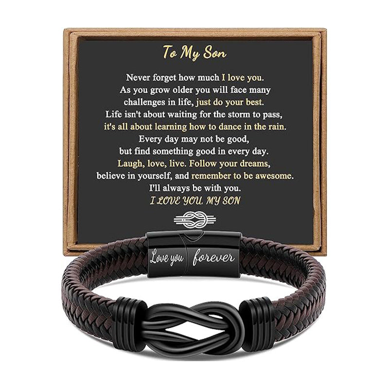 Trendy Leather Stainless Steel Twist Hand-woven Bracelets
