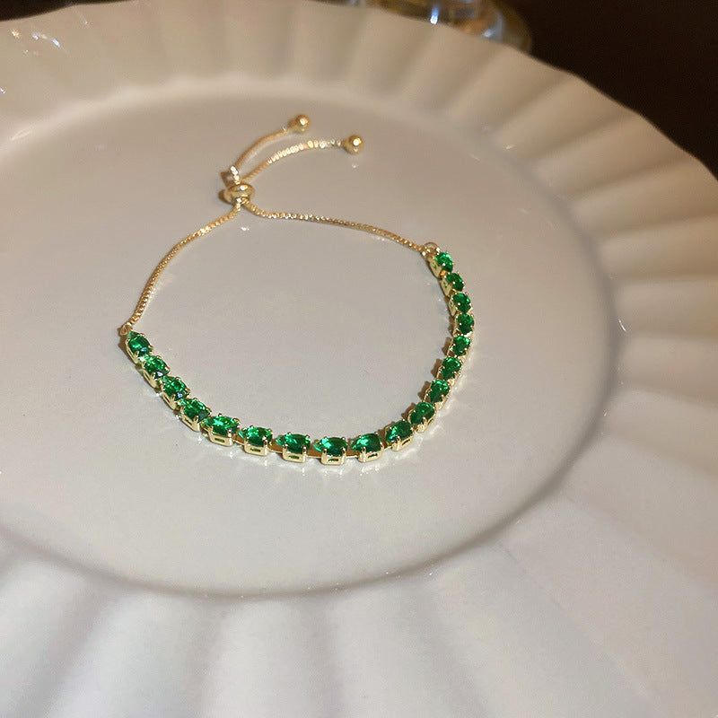 Women's Korean Geometric Round Zircon Light Luxury High-grade Stylish Simple Bracelets