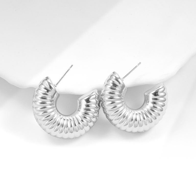 Geometric Metal Niche Design Frosty Style High Stud Earrings