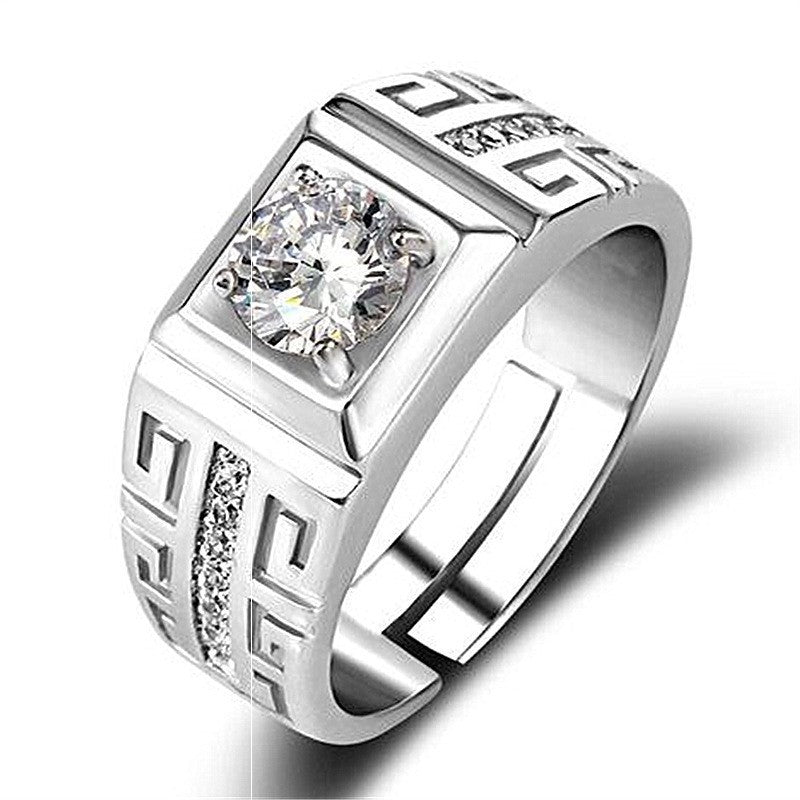 Men's Diamond Single Simulation Karat Wedding Classic Temperament Ring