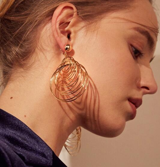 Personality Hipster Nightclub Exaggerated Geometry Ear Stud Earrings