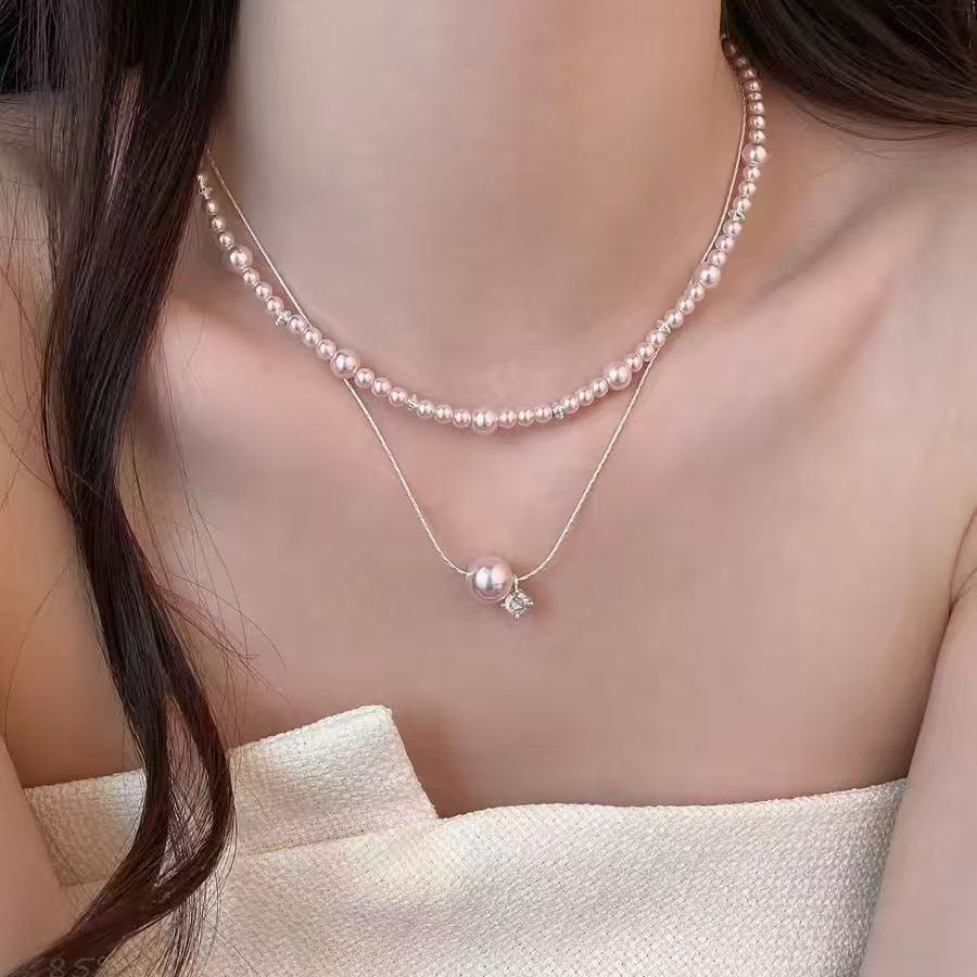 Rose Pearl Detachable Clavicle Chain Fashion Design Light Luxury Necklaces