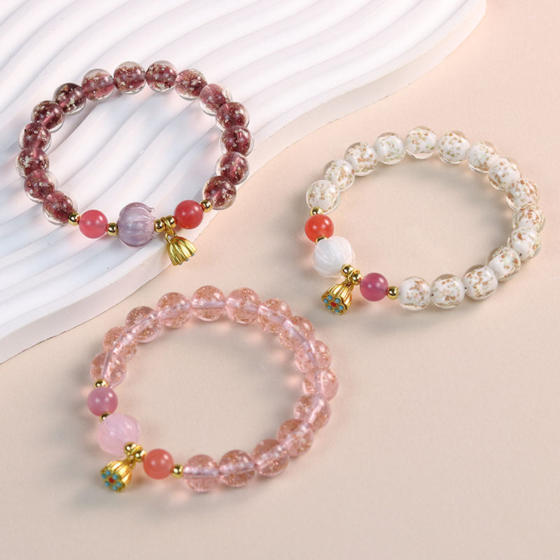 Female Fragrant Gray Colored Glaze Chinese Style Bracelet