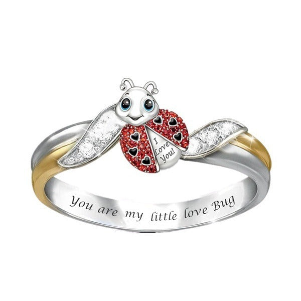 Women's Popular Bee Lettering Creative Animal Shape Ring