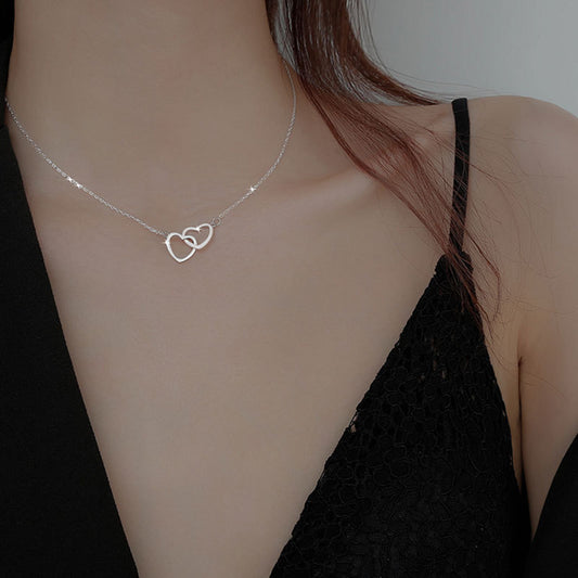 Titanium Steel Double Heart-shaped Female Clavicle Chain Necklaces