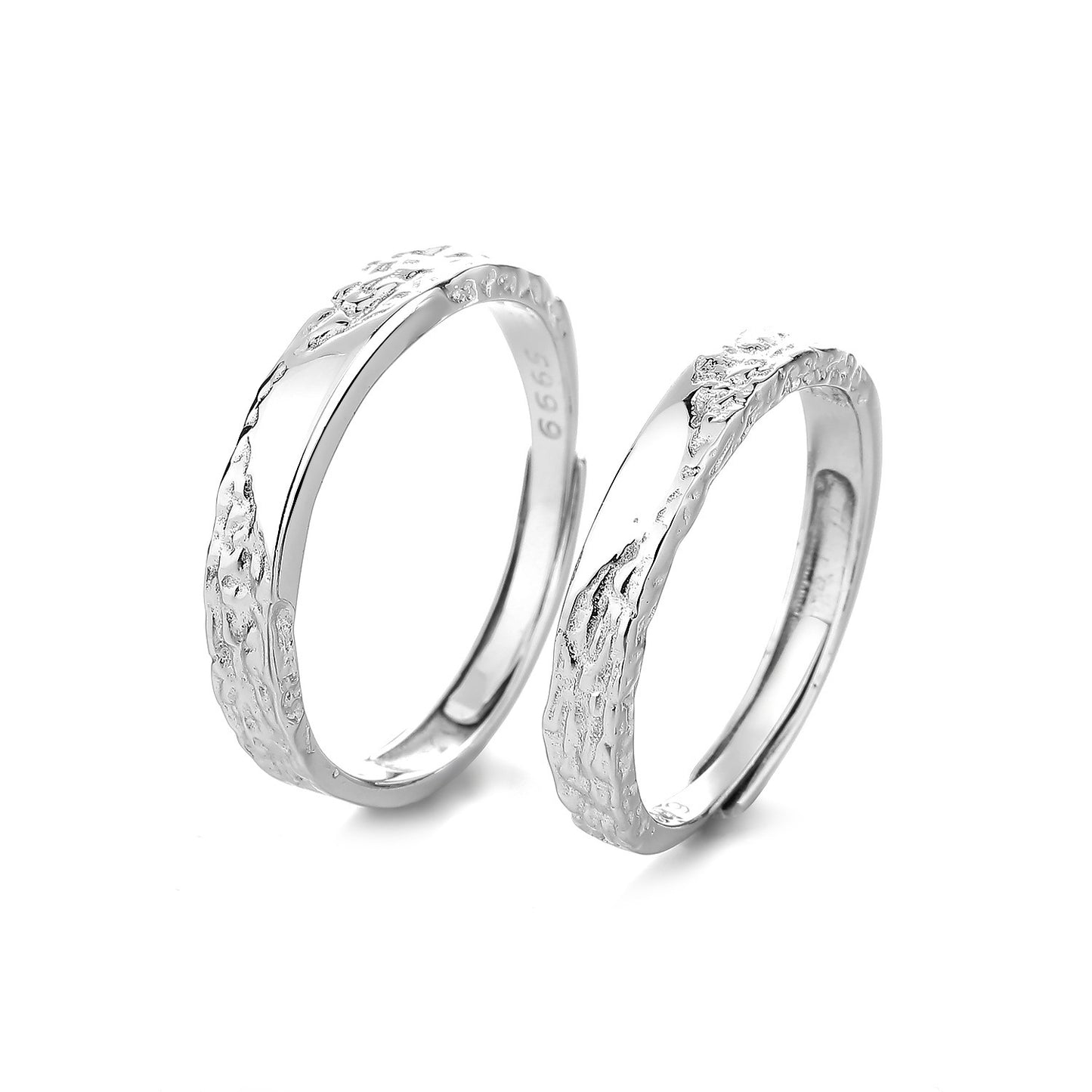 Sier Couples Openings Pair Korean Style Light Luxury Couple Simple Ring