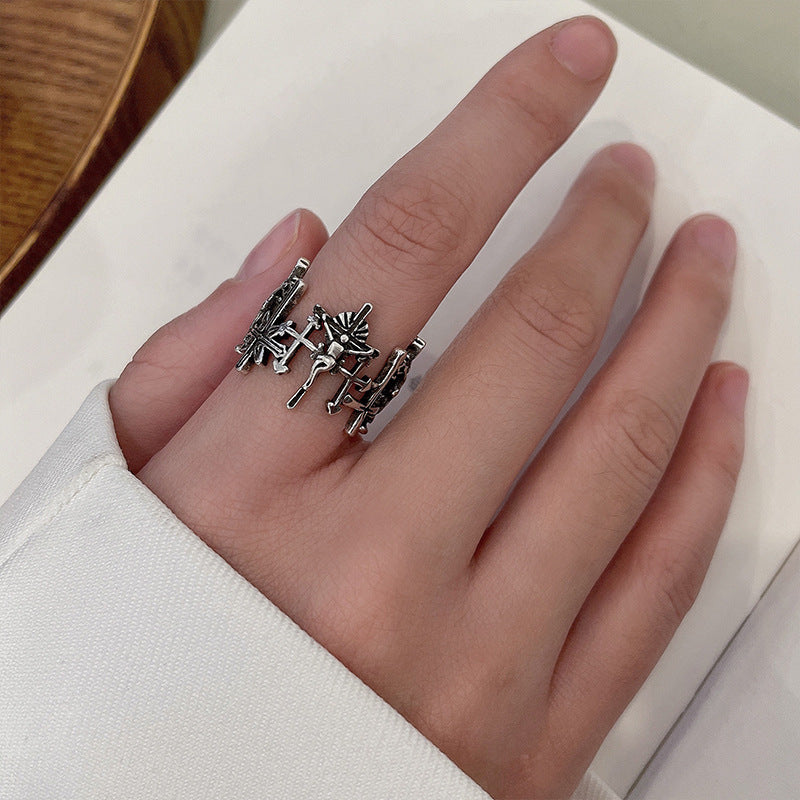 Vintage Punk Style Niche Sterling Sier Female Butterfly Ring