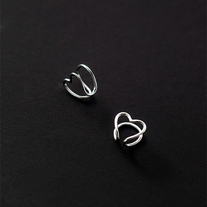 Women's Clip Temperamental Simple Lines Geometric Heart Shape Rings