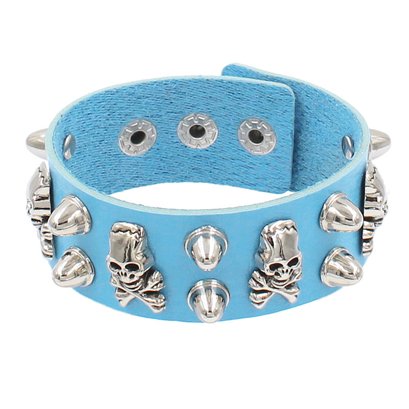 Leather Domineering Personalized Skull Rivet Punk Bracelets