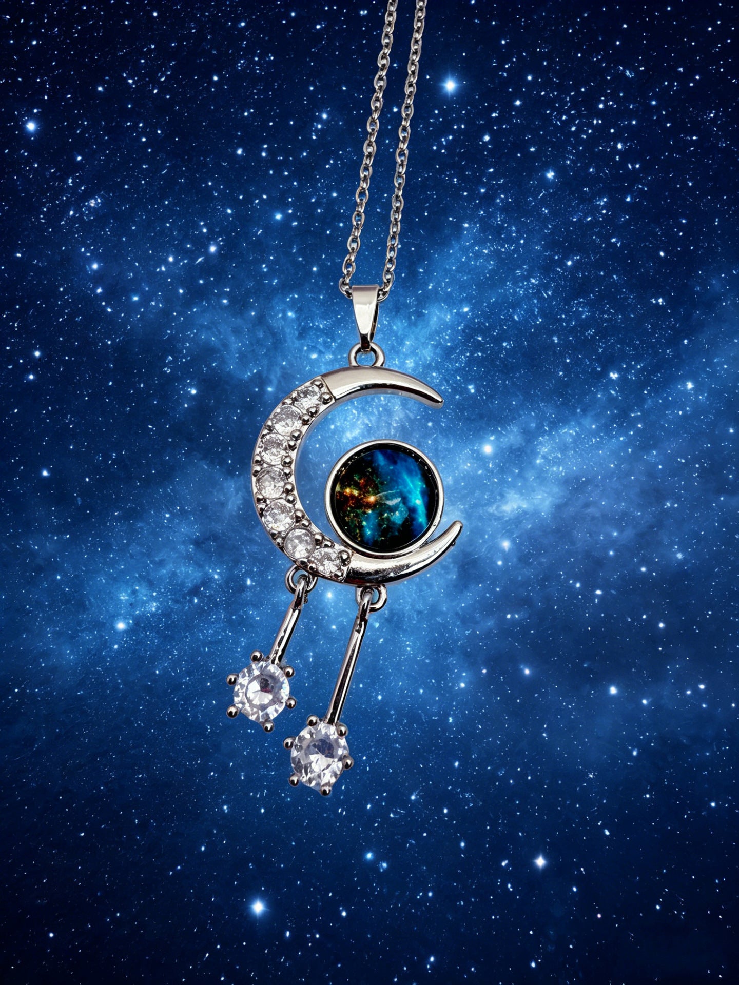Women's Emerald Micro Inlaid Zircon Water Drop Titanium Steel Necklace