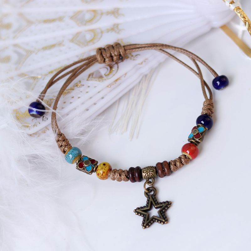 Style Mori Braided Ceramic Personalized Pine Cone Art Carrying Strap Bracelet