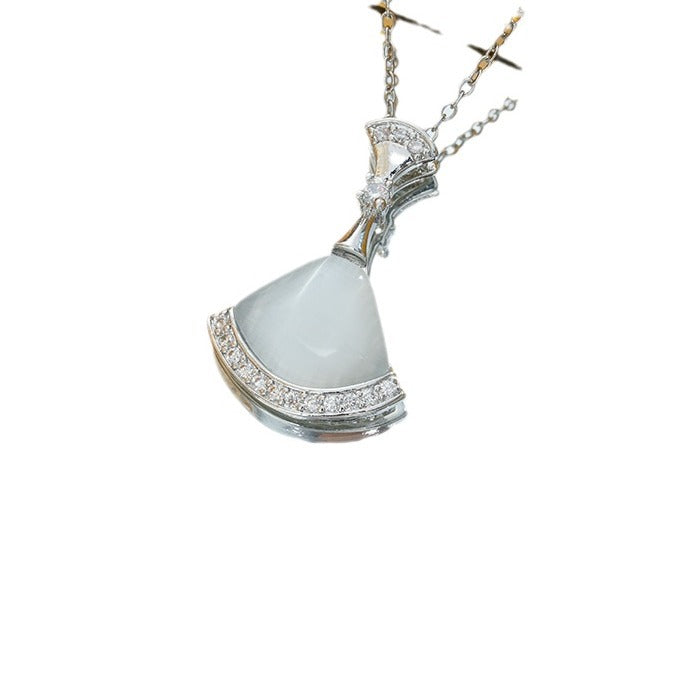 Women's Steel Diamond Opal Small Skirt Light Luxury Necklace