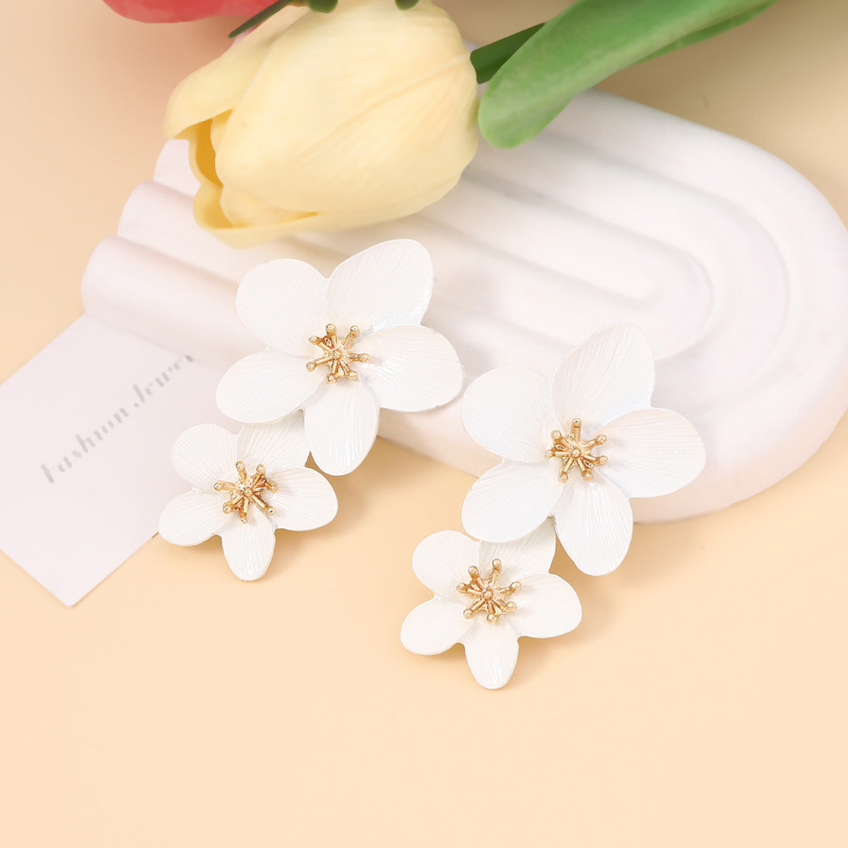 Fashion Enamel Fresh Three-dimensional Flower Versatile Simple Jewelry Set