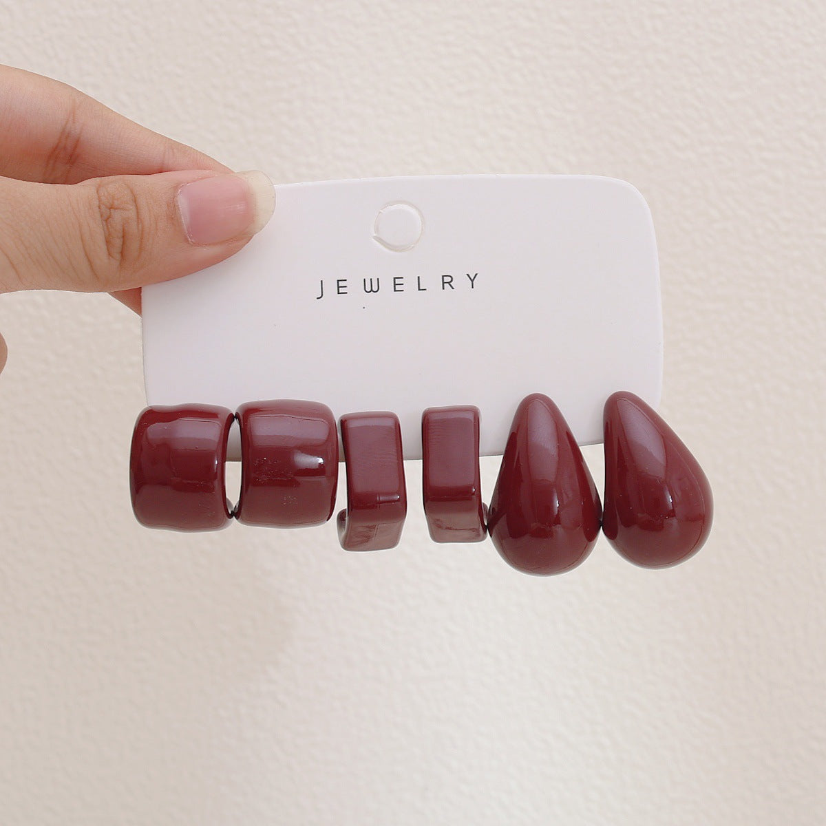 Women's Red Acrylic Water Drop Geometry Type Boutique Trendy Sets Of Earrings