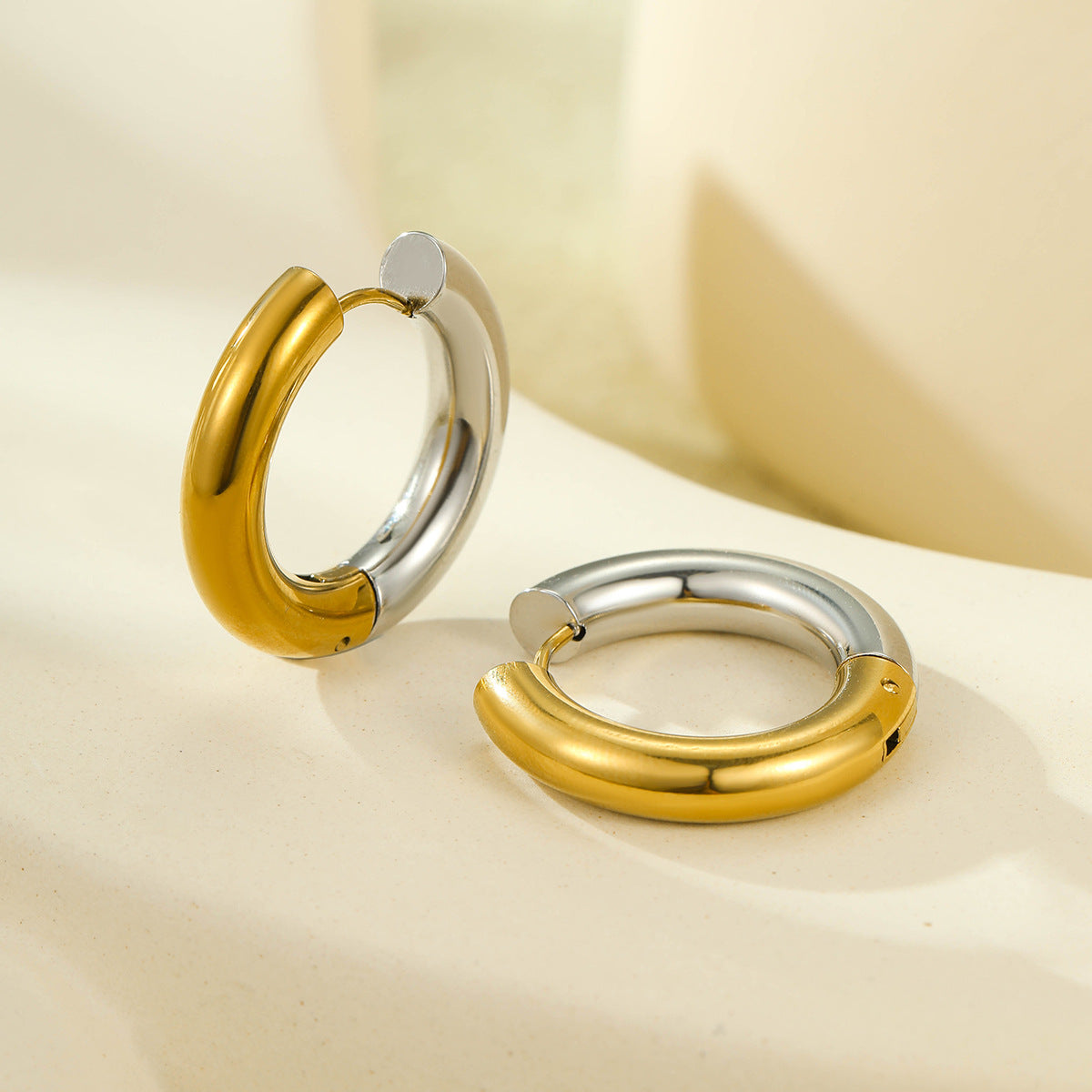 Stainless Steel Sweet Cool Style Geometric Metal Female Earrings