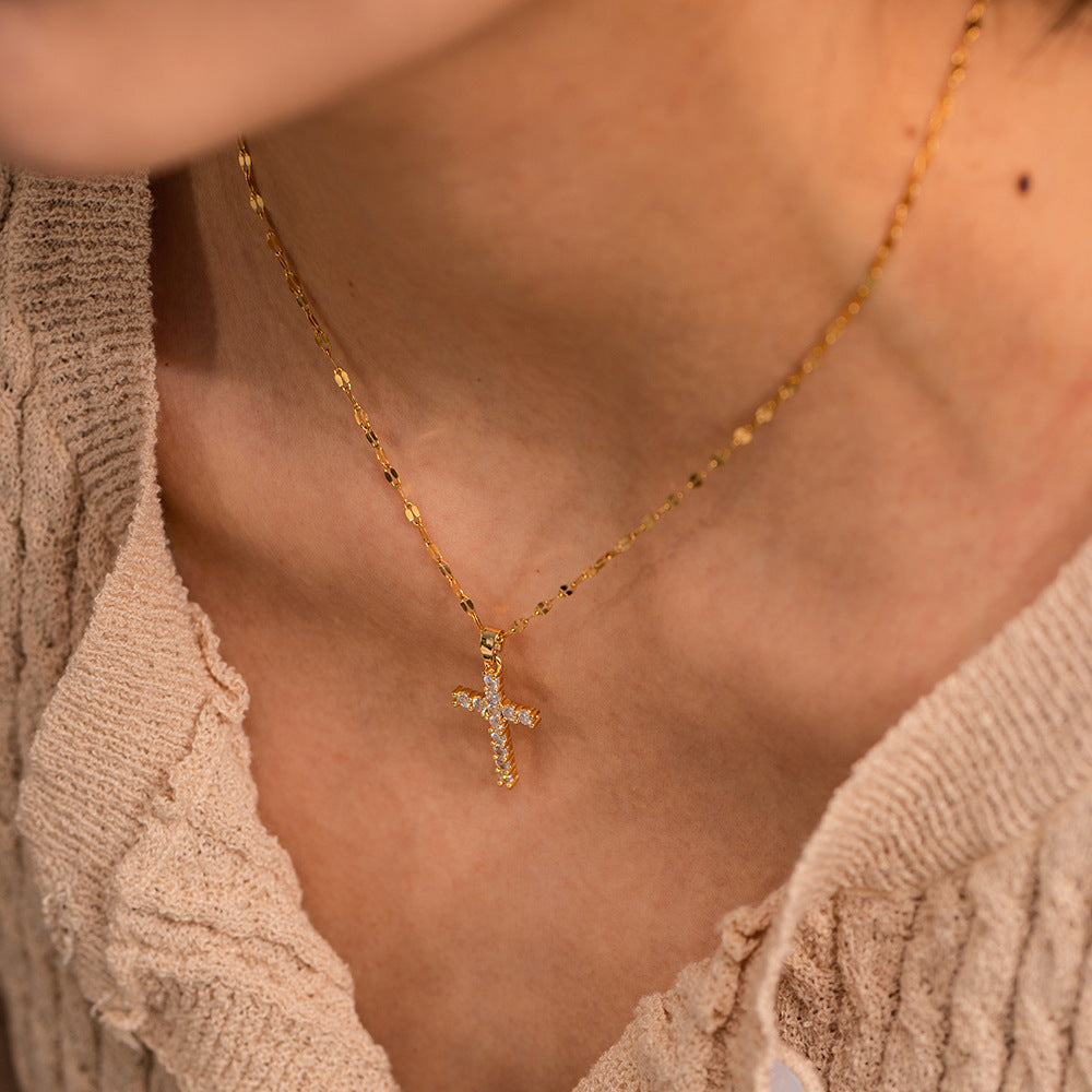 Women's Diamond Cross For Spring Simple Daily Necklace