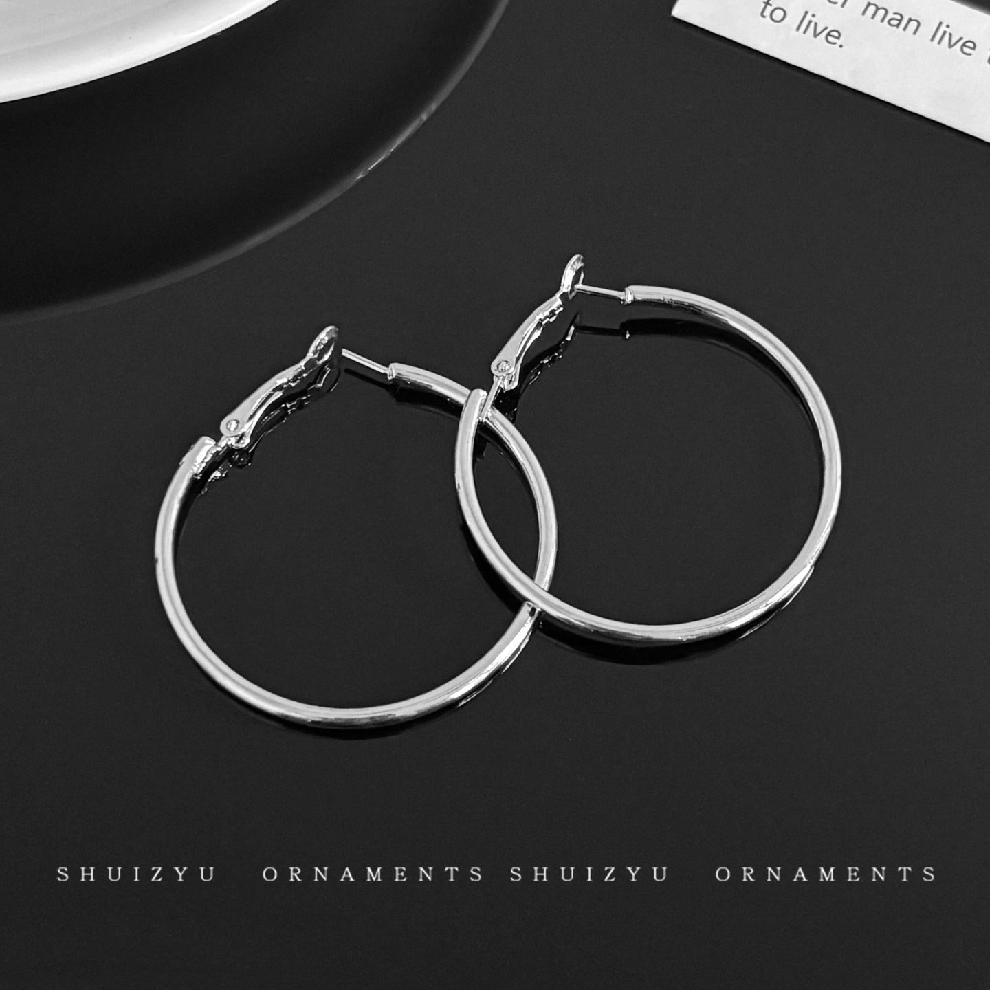Yan Simple Sier Pigment Large Hoop Female Niche Design Earrings