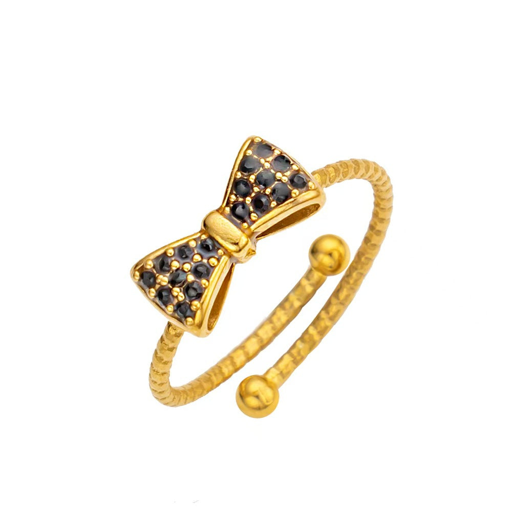 Women's Stainless Steel Zircon Niche High Sense December Birthday Stone Ring