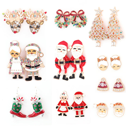 Women's Series Creative Alloy Santa Claus Deer Earrings