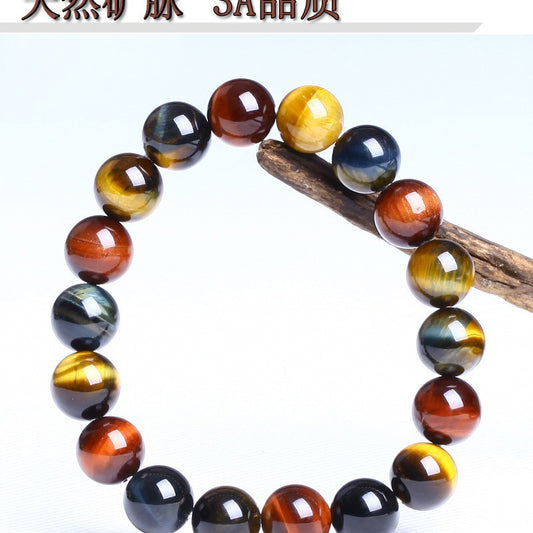 Tigereye Crystal Prayer Beads Tricolor Live Bracelet