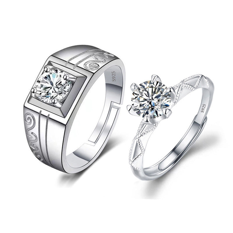 Women's Moissanite Opening Adjustable Man's Proposal Wedding Rings