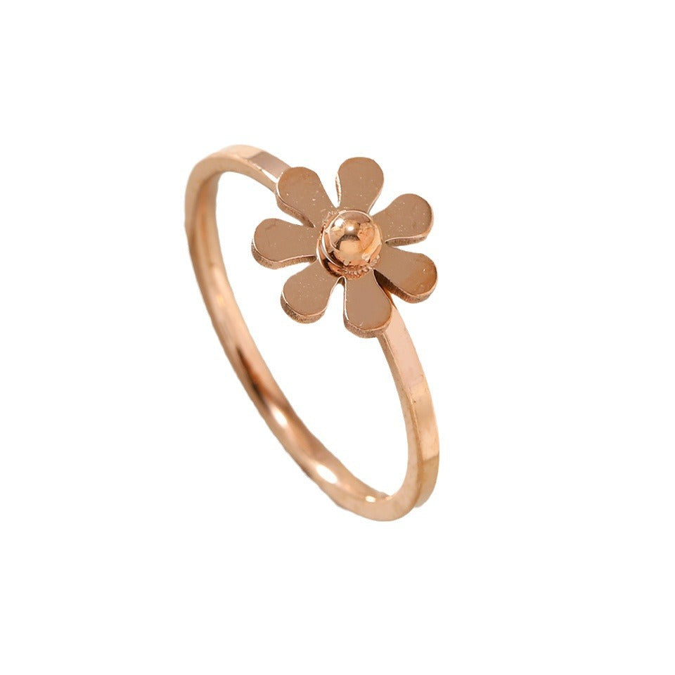 Niche Welding Little Daisy Flower Cold Wind Index Finger Rings