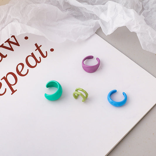 Drip Oil Style Fresh Ear Clip Simple Fashion Candy Earrings