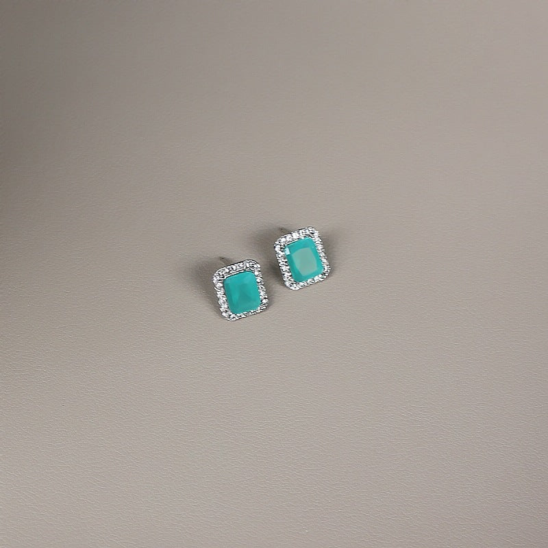 Women's Jelly Blue Zircon Three-piece Ear Simple All Necklaces