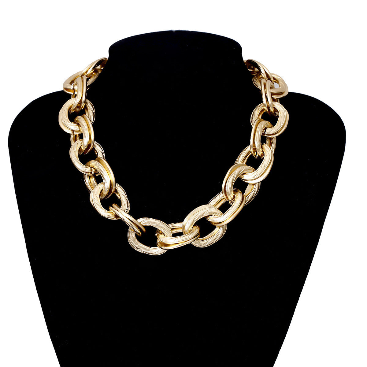 Hop Style Punk Rock Thick Chain Exaggerated Hemp Surface Metal Necklaces