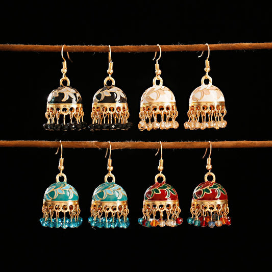Women's Ethnic Style Bohemian Temperament Small Beads Enamel Earrings