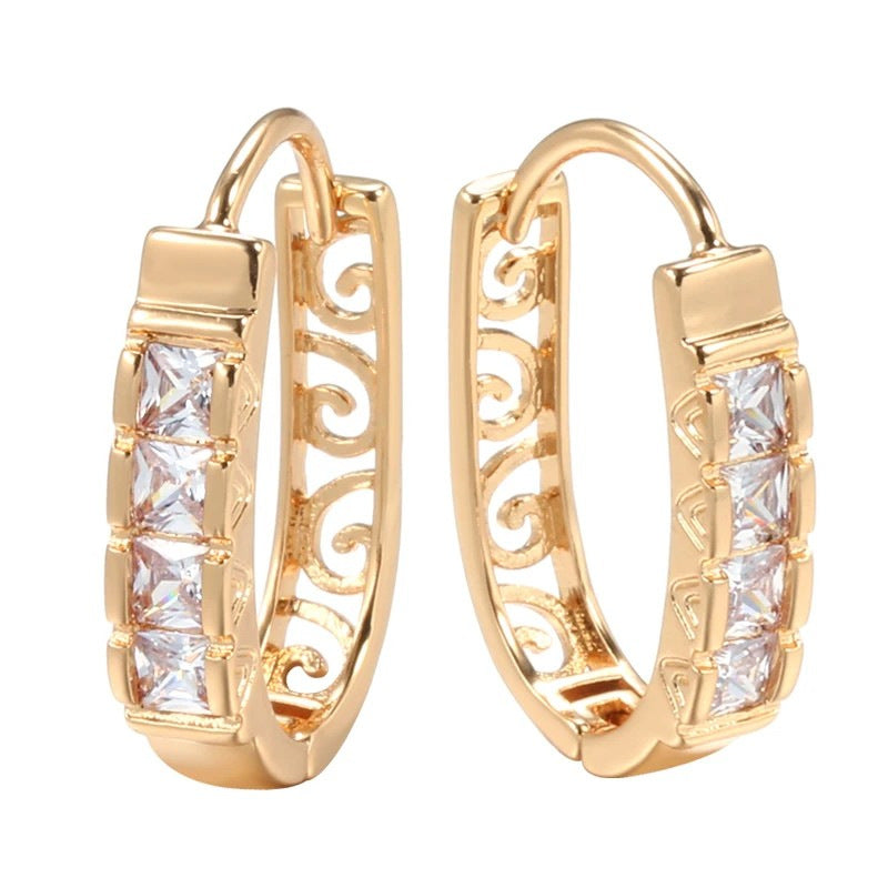 Elegant Zircon Female Rose Gold Geometric Rings