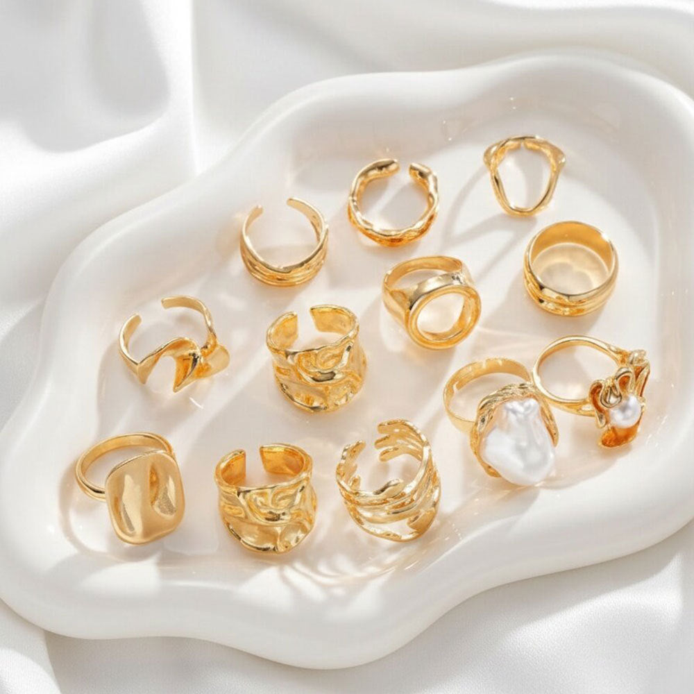 Trendy Design Glossy Exaggerated Geometry Curved Ring