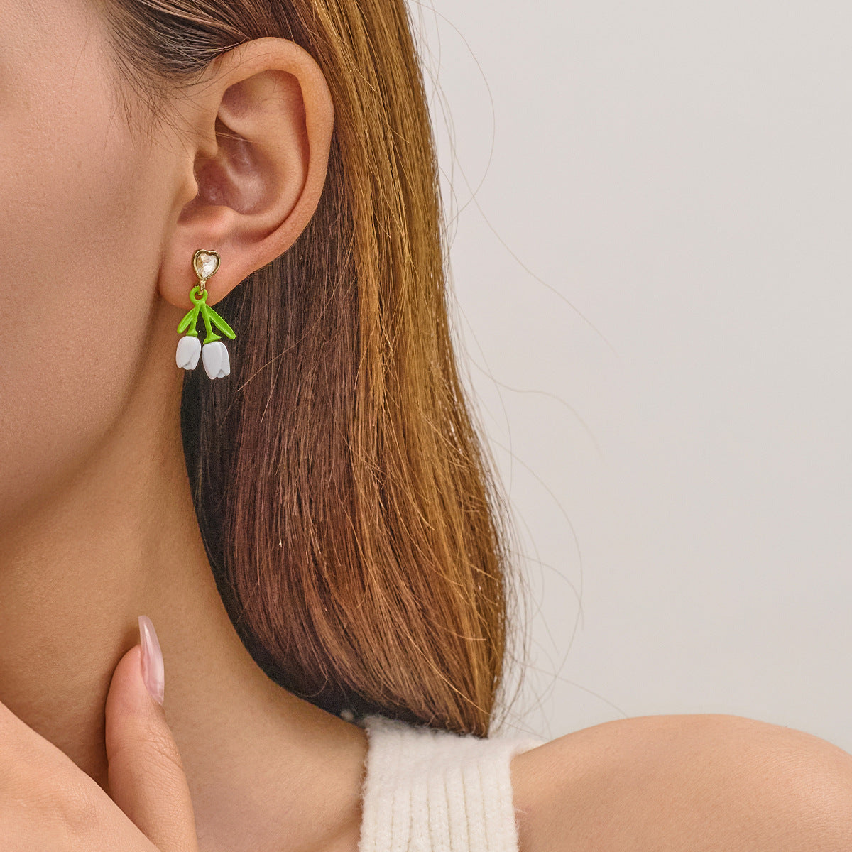 Flower Tulip High-grade Light Luxury Korean Pastoral Stud Earrings