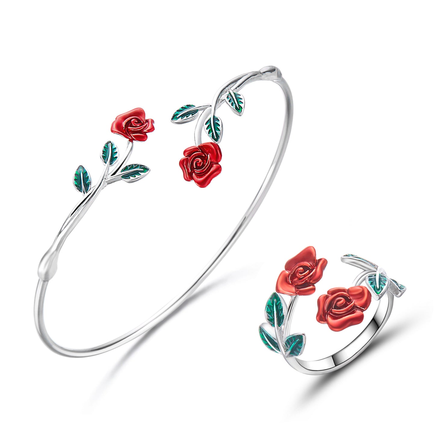 French Romantic Oil Dripping Red Rose Flower Design Light Luxury Bracelets